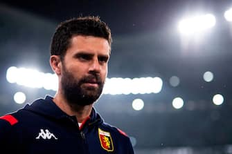 Genoa's coach Thiago Motta looks on during the Italian Serie A football match between Juventus and Genoa on October 30, 2019 at the 'Allianz Stadium' in Turin. (Photo by MARCO BERTORELLO / AFP) (Photo by MARCO BERTORELLO/AFP via Getty Images)
