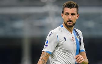 Fransesco Acerbi of SS Lazio during the Lega Calcio Serie A TIM match between FC Internazionale and SS Lazio at Stadio Giuseppe Meazza on September 25, 2019 in Milan, Italy(Photo by VI Images via Getty Images)