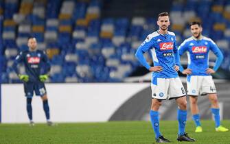 NAPLES, ITALY - JANUARY 18: Fabian Ruiz of SSC Napoli stands disappointed during the Serie A match between SSC Napoli and  ACF Fiorentina at Stadio San Paolo on January 18, 2020 in Naples, Italy. (Photo by Francesco Pecoraro/Getty Images)