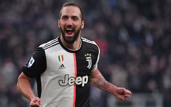 Juventus' Argentinian forward Gonzalo Higuain celebrates after scoring during the Italian Serie A football match Juventus vs Cagliari on January 6, 2020 at the Juventus Allianz stadium in Turin. (Photo by Marco Bertorello / AFP) (Photo by MARCO BERTORELLO/AFP via Getty Images)