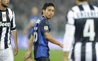 TURIN, ITALY - NOVEMBER 03:  Yuto Nagatomo of Inter Milan during the Serie A match between Juventus FC and FC Internazionale Milano at Juventus Arena on November 3, 2012 in Turin, Italy.  (Photo by Claudio Villa/Getty Images)