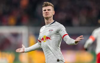 LEIPZIG, GERMANY - JANUARY 18: Timo Werner of RB Leipzig celebrates  after scoring his team's first goal during the Bundesliga match between RB Leipzig and 1. FC Union Berlin at Red Bull Arena on January 18, 2020 in Leipzig, Germany. (Photo by Boris Streubel/Getty Images)