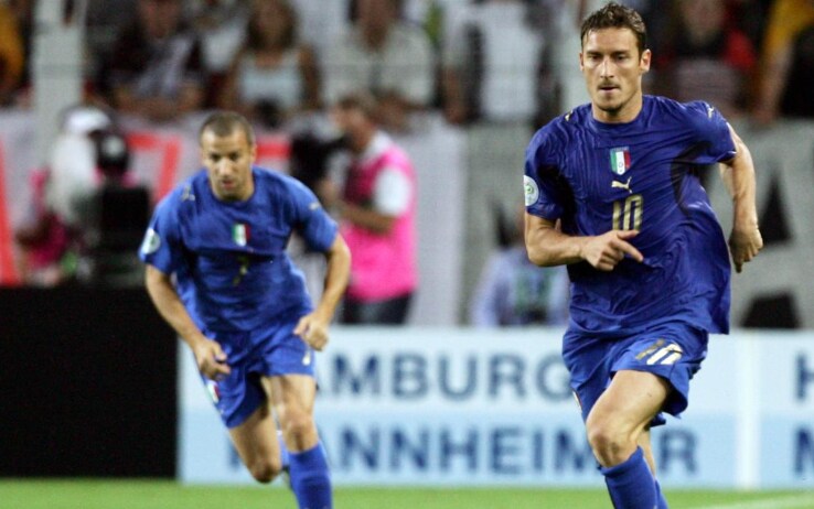 Totti e Del Piero durante la semifinale del Mondiale 2006 contro la Germania Totti e Del Piero durante la semifinale del Mondiale 2006 contro la Germania