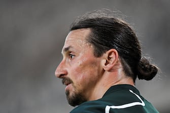 AC Milan's Swedish forward Zlatan Ibrahimovic takes part in a training session of Swedish league team Hammarby IF at Tele 2 Arena on April 17, 2020 in Stockholm. (Photo by Jonathan NACKSTRAND / AFP) (Photo by JONATHAN NACKSTRAND/AFP via Getty Images)