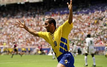 3 Jul 1994:  Martin Dahlin of Sweden celebrates after scoring during the World Cup Second Round match against Saudi Arabia at the Cotton Bowl in Dallas, Texas, USA. Sweden won the match 3-1. \ Mandatory Credit: Shaun  Botterill/Allsport