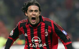 26/11/2005 MilanoMilan LecceL'esultanza di Filippo Inzaghi dopo aver segnato contro il Lecce Matteo Bazzi Ansa