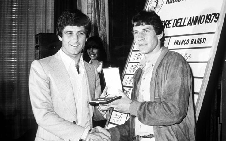 Stagione 1979: Rivera premia Baresi come "giocatore dell'anno" per quello che appare anche come un passaggio di consegne tra i due Rivera e Baresi