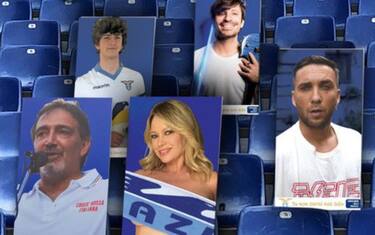 Lazio, sagome dei tifosi sugli spalti dello stadio