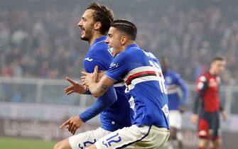 Foto LaPresse - Tano Pecoraro
14 12 2019 Genova - (Italia)
Sport Calcio
Genoa vs Sampdoria
Campionato di Calcio Serie A TIM 2019/2020 - Stadio &quot;Luigi Ferraris&quot;
nella foto: gabbiadini manolo esulta dopo il gol del 0-1

Photo LaPresse - Tano Pecoraro
14 December 2019 City Genova - (Italy)
Sport Soccer
Genoa vs Sampdoria
Italian Football Championship League A TIM 2019/2020 - &quot;Luigi Ferraris&quot; Stadium
in the pic: gabbiadini manolo celebrates after scoring goal 0-1