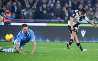 SS Lazio's Francesco Acerbi (L) vies for the ball with FC Juventus' Paulo Dybala during the Italian Serie A soccer match between SS Lazio and FC Juventus at the Olimpico stadium in Rome, Italy, 07 December 2019.  ANSA/ETTORE FERRARI