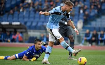 SS Lazio's Ciro Immobile scores the 3-0 goal during the Italian Serie A soccer match between SS Lazio and UC Sampdoria at the Olimpico stadium in Rome, Italy, 18 January 2020.  ANSA/ETTORE FERRARI


