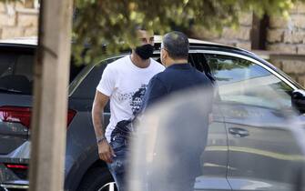 Player agent Mino Raiola  (R) talks with AS Roma's player Henrikh Mkhitaryan at the Trigoria Sport Center, Roma. 27 August 2020.NSA/MASSIMO PERCOSSI