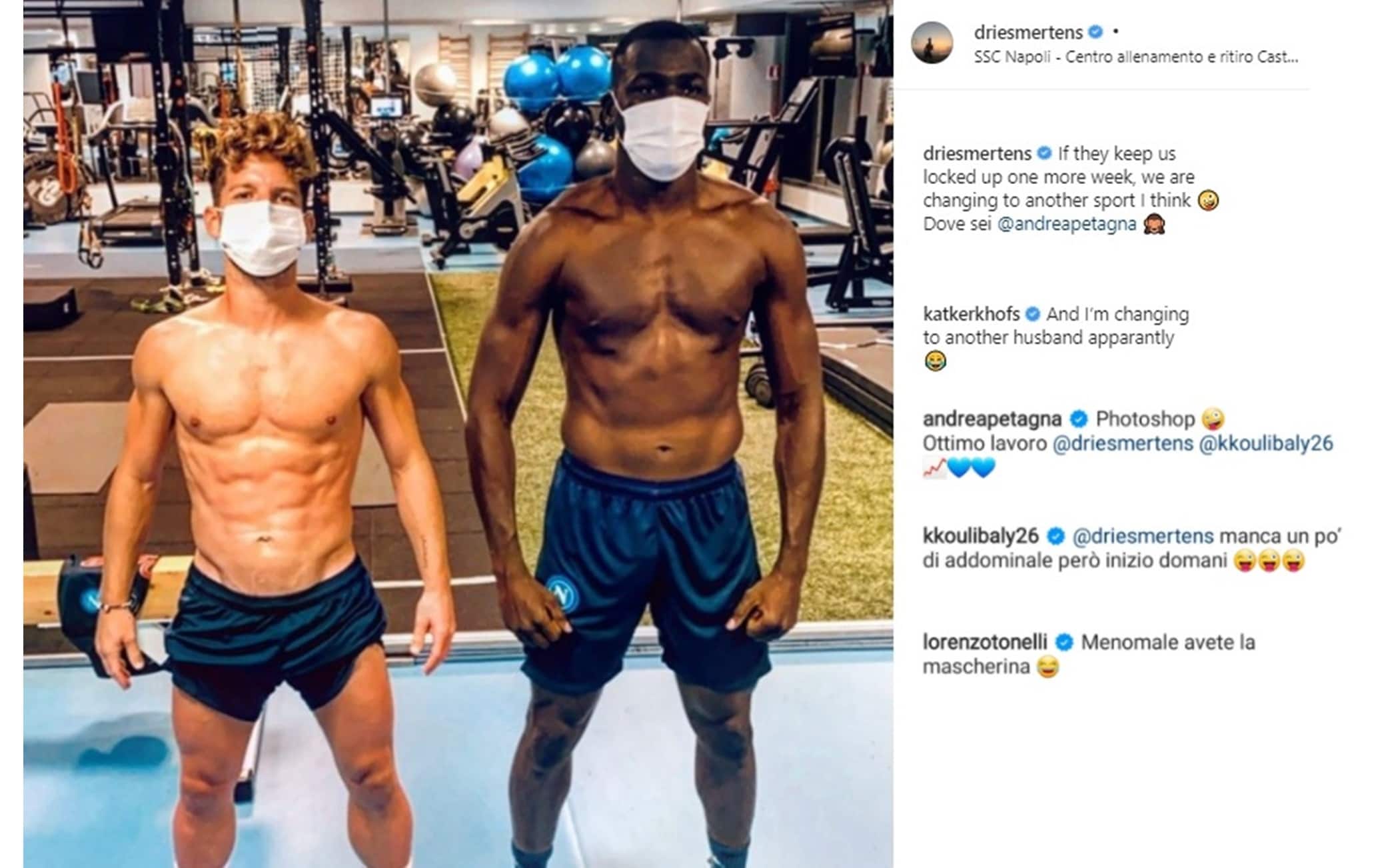 Napoli in isolamento dopo i 2 casi di Covid: Mertens e Koulibaly culturisti  su Instagram. FOTO | Sky Sport