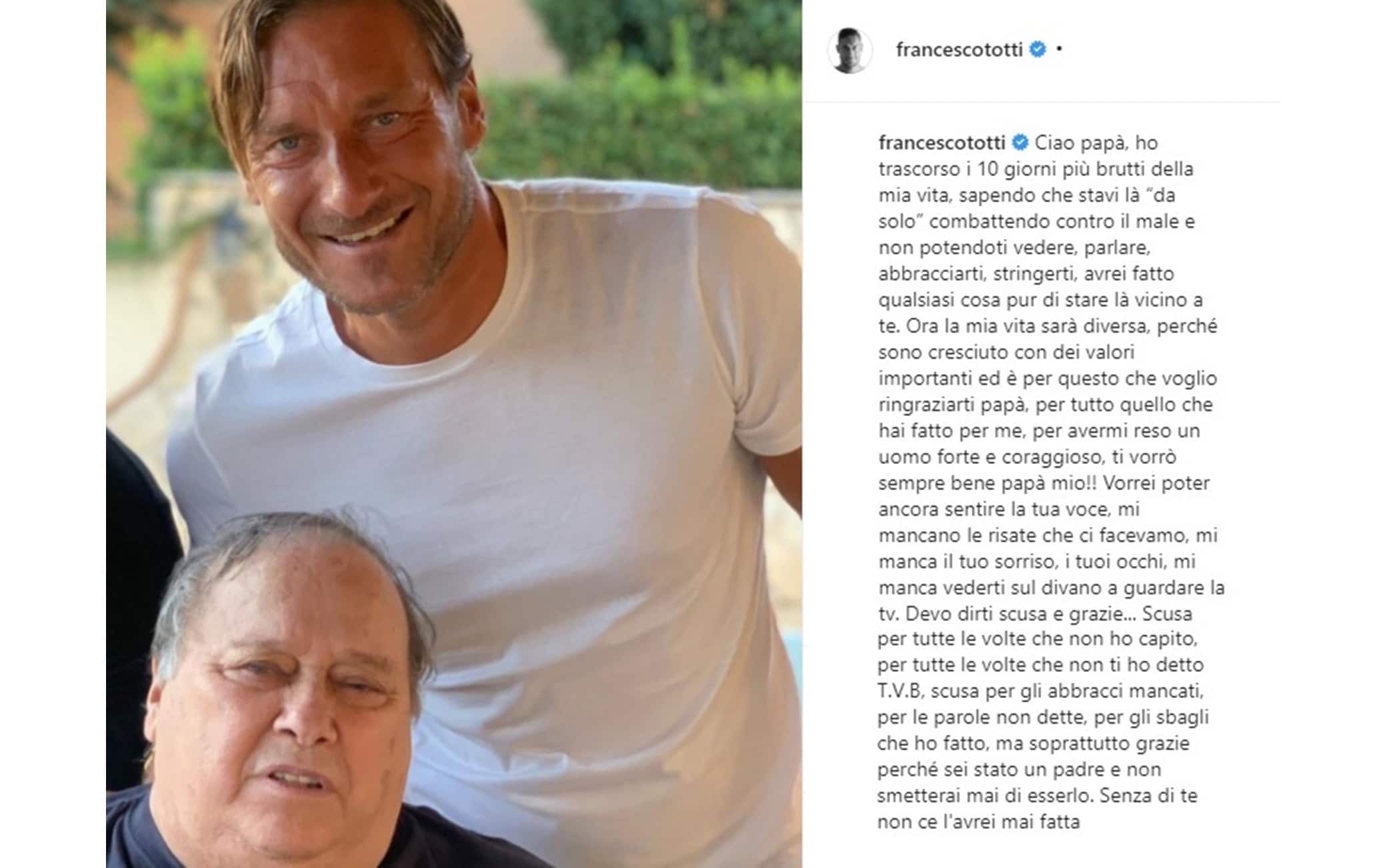 Francesco Totti, l'addio al padre Enzo su Instagram: 'Fai ...