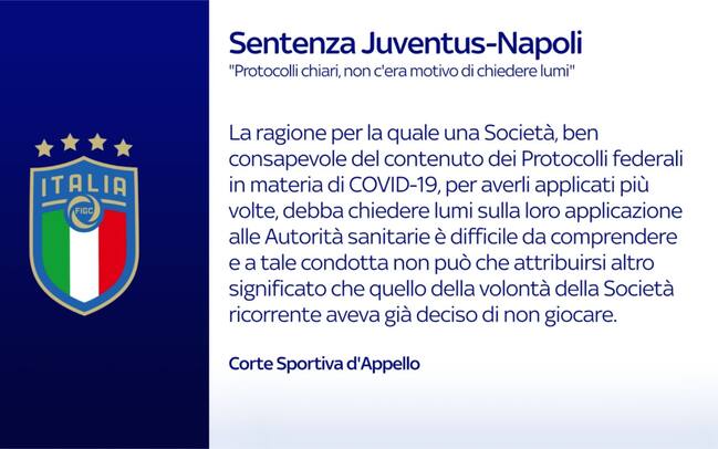 Sentenza Juve Napoli, le motivazioni che hanno indotto a respingere il