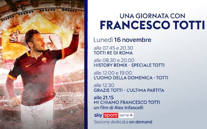 Oggi su Sky: "Una giornata con Francesco Totti"