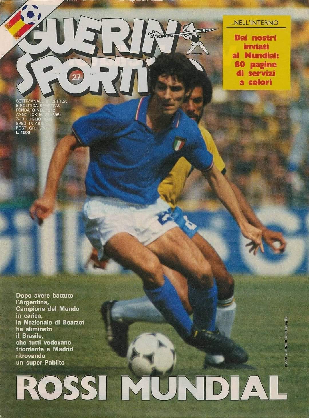 La copertina del Guerin Sportivo della settimana 7-13 luglio 1982 La copertina del Guerin Sportivo della settimana 7-13 luglio 1982