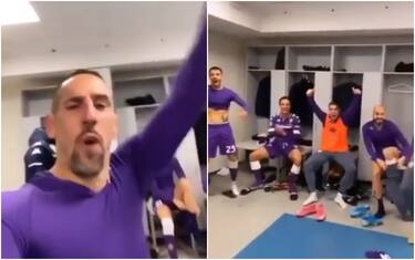 Ribery e la festa negli spogliatoi: "Forza viola!"