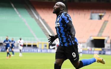 MILAN, ITALY - January 03, 2021: Romelu Lukaku of FC Internazionale celebrates after scoring a goal during the Serie A football match between FC Internazionale and FC Crotone. (Photo by NicolÃ² Campo/Sipa USA)
