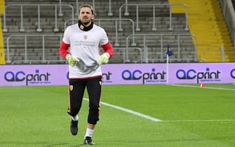 Leca 16 goalkeeper RC Lens tee-shirt hommage Bouba Diop before match during the French championship Ligue 1 football match between RC Lens and Montpellier HSC on December 12, 2020 at Bollaert-Delelis stadium in Lens, France - Photo Laurent Sanson / LS Medianord / DPPI / LM