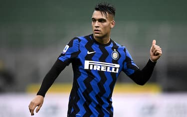 MILAN, ITALY - December 20, 2020: Lautaro Martinez of FC Internazionale gestures during the Serie A football match between FC Internazionale and Spezia Calcio. FC Internazionale won 2-1 over Spezia Calcio. (Photo by NicolÃ² Campo/Sipa USA)