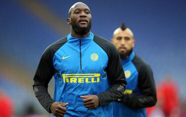 ROME, Italy - 10.01.2021: R.Lukaku (Inter) during training before the Italian Serie A league 2020-2021 soccer match  between AS ROMA vs FC INTER , at Olympic stadium in Rome.