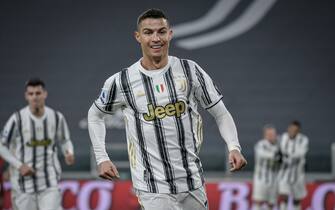 Torino. Partita di Lega serie A Tim 2020/2021. Juventus Vs Roma. Allianz Stadium Nella Foto: esultanza al goal di Cristiano Ronaldo