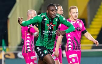 Cercle's Anthony Musaba celebrates after scoring during a soccer match between Cercle Brugge and Sporting Charleroi, Tuesday 15 December 2020 in Brugge, on day 18 of the 'Jupiler Pro League' first division of the Belgian championship. BELGA PHOTO KURT DESPLENTER (Photo by KURT DESPLENTER/Belga/Sipa USA)