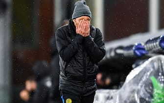 Inter s Italian coach Antonio Conte reacts with disappointment during the Italian Serie A soccer match Uc Sampdoria vs Fc Inter at Luigi Ferraris stadium in Genoa, Italy, 6 January 2021
ANSA/SIMONE ARVEDA