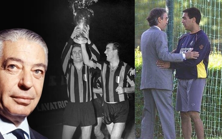 A sinistra Angelo Moratti e Corso che alza la Coppa Campioni; a destra Massimo Moratti e Recoba alla Pinetina A sinistra Angelo Moratti e Corso che alza la Coppa Campioni; a destra Massimo Moratti e Recoba alla Pinetina