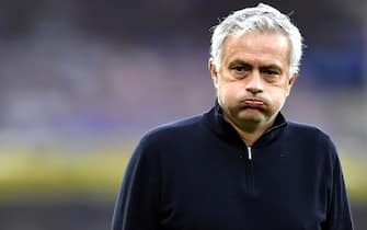 (FILE) BRITAIN SOCCER MOURINHO epa09144829 (FILE) Tottenham's manager Jose Mourinho reacts before the English Premier League soccer match between Everton FC and Tottenham Hotspur in Liverpool, Britain, 16 April 2021 (reissued on 19 April 2021). The English Premier League Cub Tottenham Hotspur announced on 19 April 2021, that Jose Mourinho and his coaching staff have been relieved of their duties. EPA/PETER POWELL / POOL EDITORIAL USE ONLY. No use with unauthorized audio, video, data, fixture lists, club/league logos or 'live' services. Online in-match use limited to 120 images, no video emulation. No use in betting, games or single club/league/player publications.