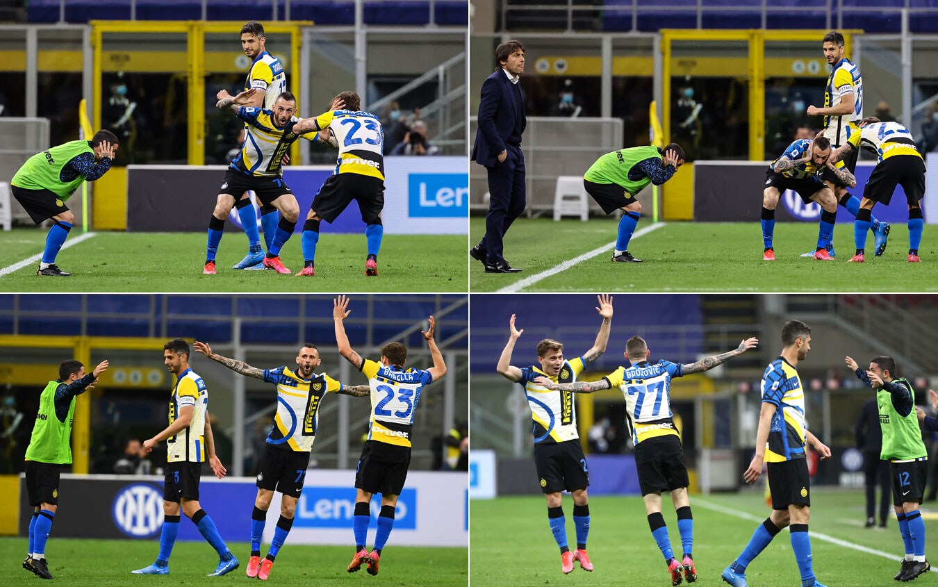 L'esultanza "esplosiva" di Brozovic L'esultanza di Brozovic