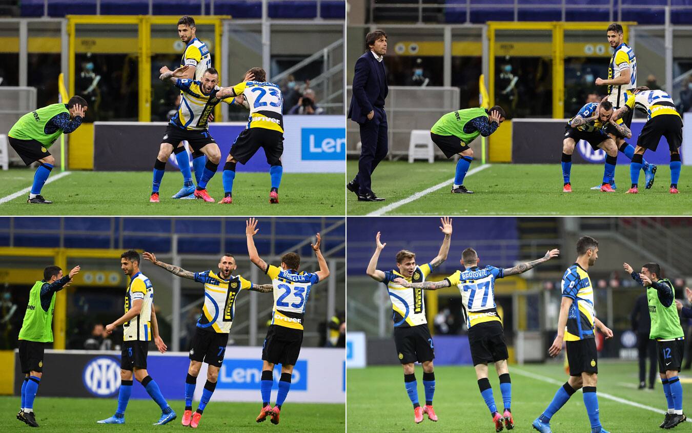 L'esultanza "esplosiva" di Brozovic L'esultanza di Brozovic