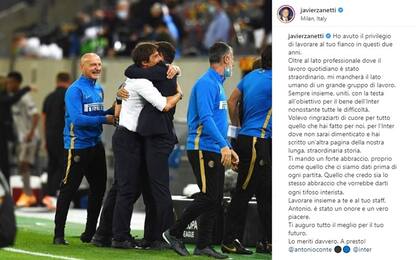 Zanetti a Conte: "Grazie di cuore, mi mancherai"