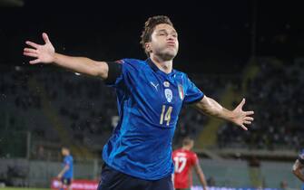 Federico Chiesa of Italy celebrates after his goal during the FIFA World Cup Qatar 2022, Qualifiers Group C football match between Italy and Bulgaria on September 2, 2022 at Artemio Franchi stadium in Firenze, Italy - Photo Laurent Lairys / DPPI