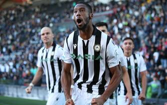 Udinese's Norberto Beto jubilates after scoring the goal during the Italian Serie A soccer match Udinese Calcio vs Bologna FC at the Friuli - Dacia Arena stadium in Udine, Italy, 17 October 2021. ANSA/GABRIELE MENIS