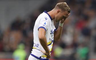 Milan, Italy, 16th October 2021. Antonin Barak of Hellas Verona reacts during the Serie A match at Giuseppe Meazza, Milan. Picture credit should read: Jonathan Moscrop / Sportimage via PA Images