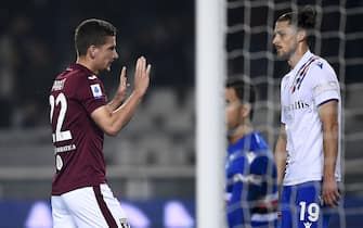 TURIN, ITALY - October 30, 2021: Dennis Praet of Torino FC celebrates after scoring a goal during the Serie A football match between Torino FC and UC Sampdoria. (Photo by NicolÃ² Campo/Sipa USA)