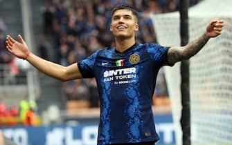 Inter Milan’s Joaquin Correa jubilates after spring goal of 2 to 0 during the Italian serie A soccer match between FC Inter  and Udinese at Giuseppe Meazza stadium in Milan, 31 October 2021.
ANSA / MATTEO BAZZI