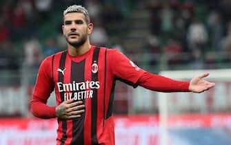 AC Milan’s Theo Hernandez jubilates after scoring goal of 2 to 0  during the Italian serie A soccer match between AC Milan and Venezia at Giuseppe Meazza stadium in Milan, 22 September 2021.
ANSA / MATTEO BAZZI