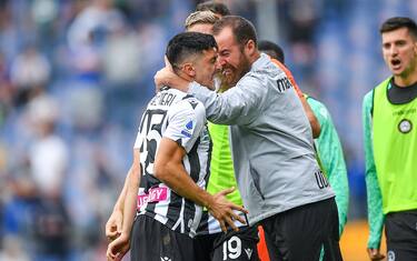 FORESTIERI FERNANDO (Udinese)
celebrates after scoring a goal during UC Sampdoria vs Udinese Calcio, Italian football Serie A match in Genova, Italy, October 03 2021