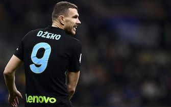 MILAN, ITALY - February 08, 2022: Edin Dzeko of FC Internazionale looks on during the Coppa Italia football match between FC Internazionale and AS Roma. (Photo by Nicolò Campo/Sipa USA)
