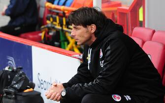 CRAWLEY, WEST SUSSEX - MARCH 23:  Crawley Town manager Gabriele Cioffi during the Sky Bet League Two match between Crawley Town and Lincoln City at Checkatrade.com Stadium on March 23, 2019 in Crawley, United Kingdom. (Photo by Andrew Vaughan - CameraSport via Getty Images)