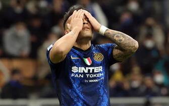 Inter Milan’s Lautaro Martinez reacts during the Italian serie A soccer match between FC Inter  and Salernitana at Giuseppe Meazza stadium in Milan, 4 March 2022.
ANSA / MATTEO BAZZI