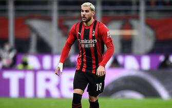 MILAN, ITALY - March 01, 2022: Theo Hernandez of AC Milan in action during the Coppa Italia semi-final first leg football match between AC Milan and FC Internazionale. (Photo by Nicolò Campo/Sipa USA)