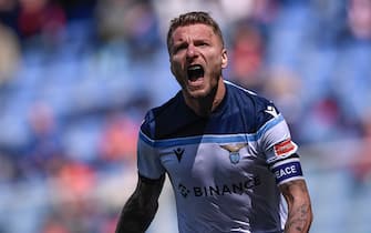 GENOA, ITALY - April 10, 2022: Ciro Immobile of SS Lazio celebrates after scoring a goal during the Serie A football match between Genoa CFC and SS Lazio. (Photo by Nicolò Campo/Sipa USA)