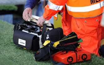 PARMA, ITALY - APRIL 21:  Defibrillator on the picth during the Serie A match between Parma FC and Cagliari Calcio at Stadio Ennio Tardini on April 21, 2012 in Parma, Italy.  (Photo by Claudio Villa/Getty Images)