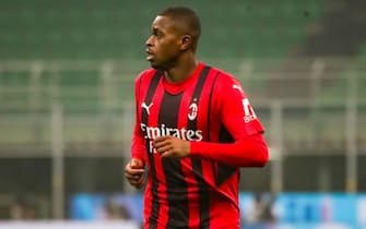 Pierre Kalulu of AC Milan in action during the Serie A football match between AC Milan vs Juventus FC on January 23, 2022 at the Giuseppe Meazza stadium in Milano, Italy