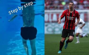 Ibrahimovic, riabilitazione in piscina IL VIDEO