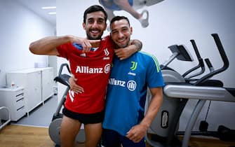 TURIN, ITALY - JULY 05: Mattia Perin, Mattia De Sciglio during first team medical tests at JMedical on July 5, 2022 in Turin, Italy. (Photo by Daniele Badolato - Juventus FC/Juventus FC via Getty Images)